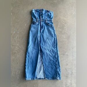 American Eagle Strapless, Middle Slit, Denim Jean Dress Size 00